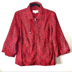 Erin London Red Black leapord print jacket sz S